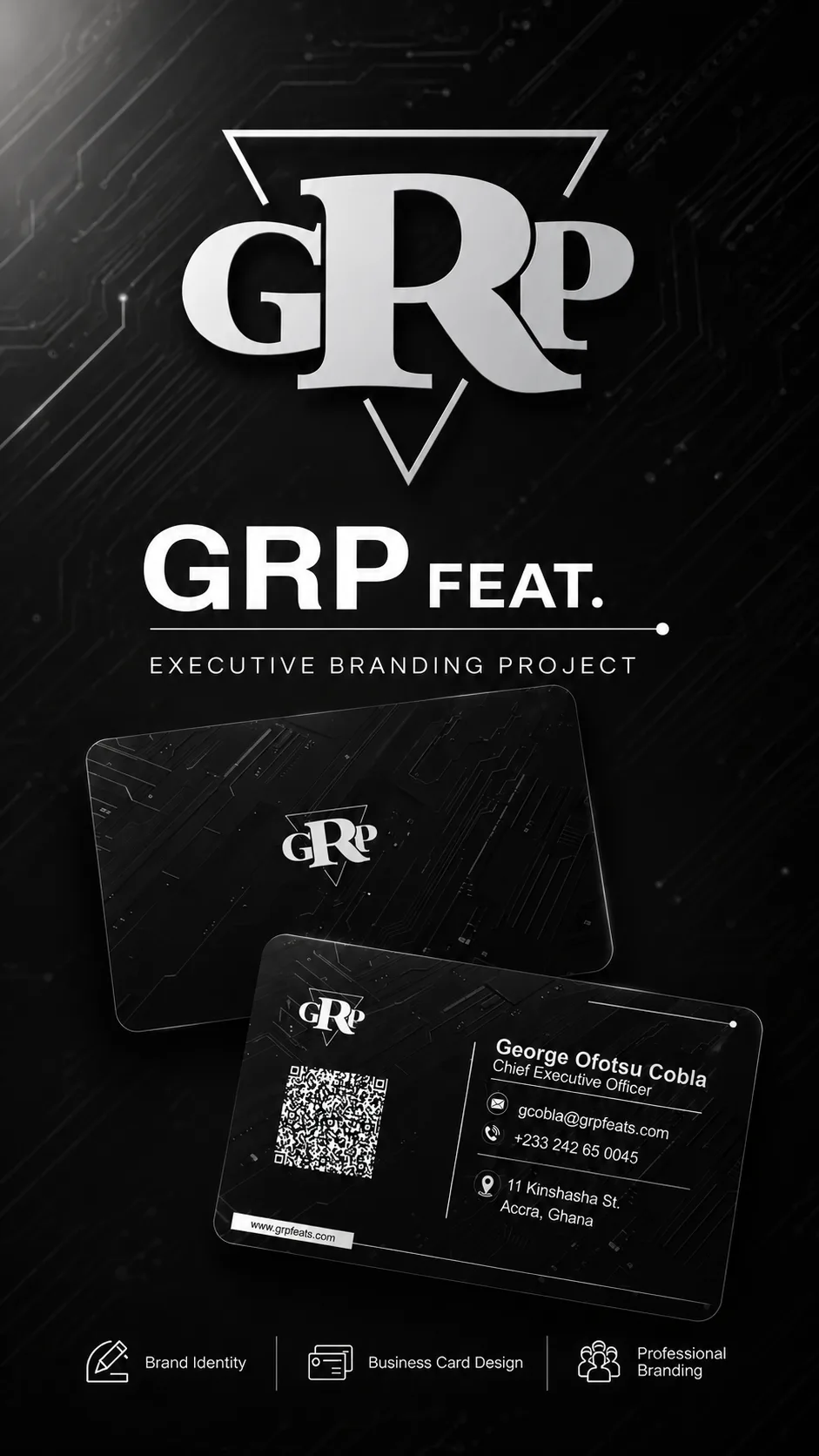 GRP Feats – engineering & construction business card design by Theios Creative